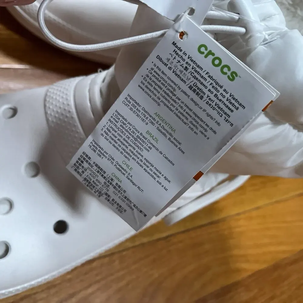 Crocs Classic Lined‎ Neo Puff Boot Size Men's 12 Winter White 206630-143